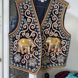 Beautiful Vintage Carol Horn Sequined Elephant Vest